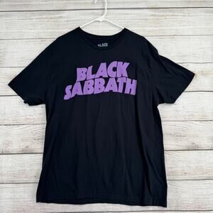 Black Sabbath Purple Wavy Logo Short Sleeve T-Shirt Adult XL Black Purple